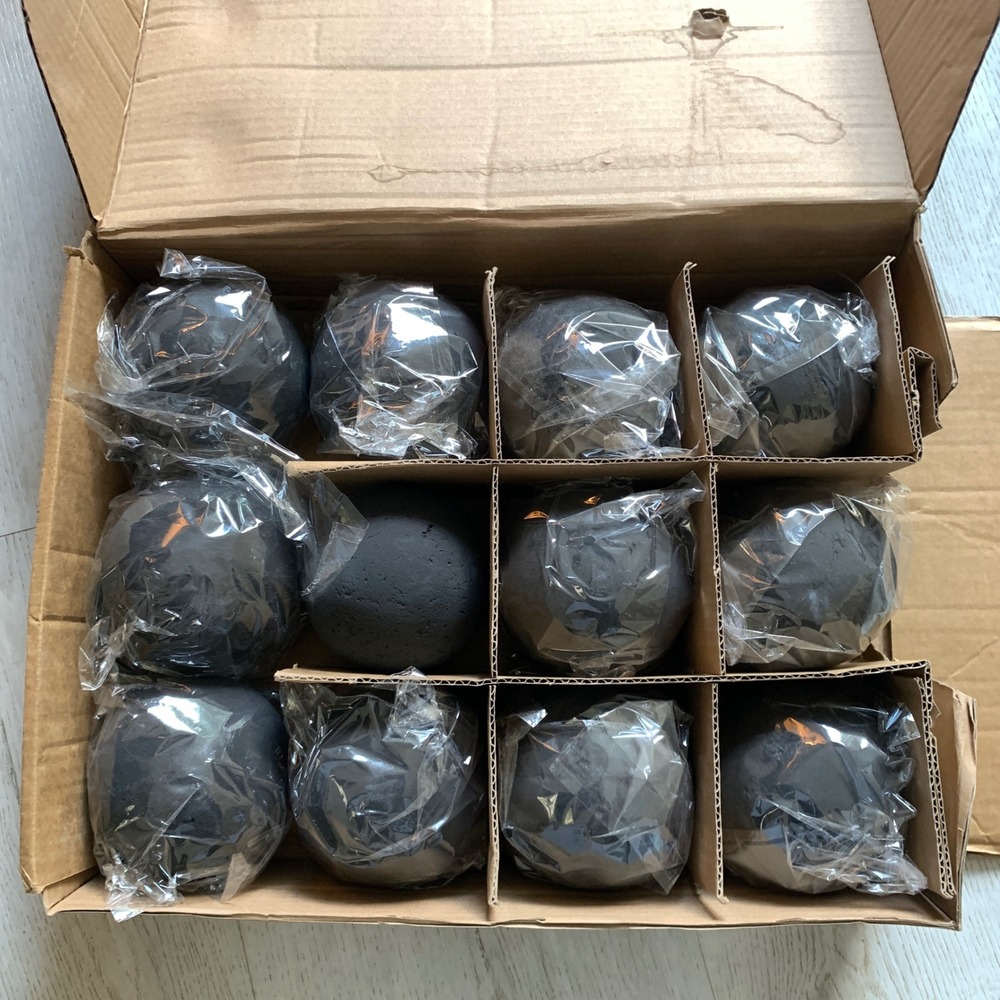 CANDANA Ceramic Fire Balls for Gas Fireplace or Fire Pit Black Set of 12